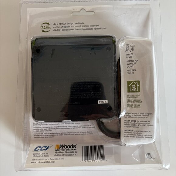 Woods Heavy Duty Timer Outdoor 12in Cord 24 Hour New Old Stock #50012 - Picture 2 of 3